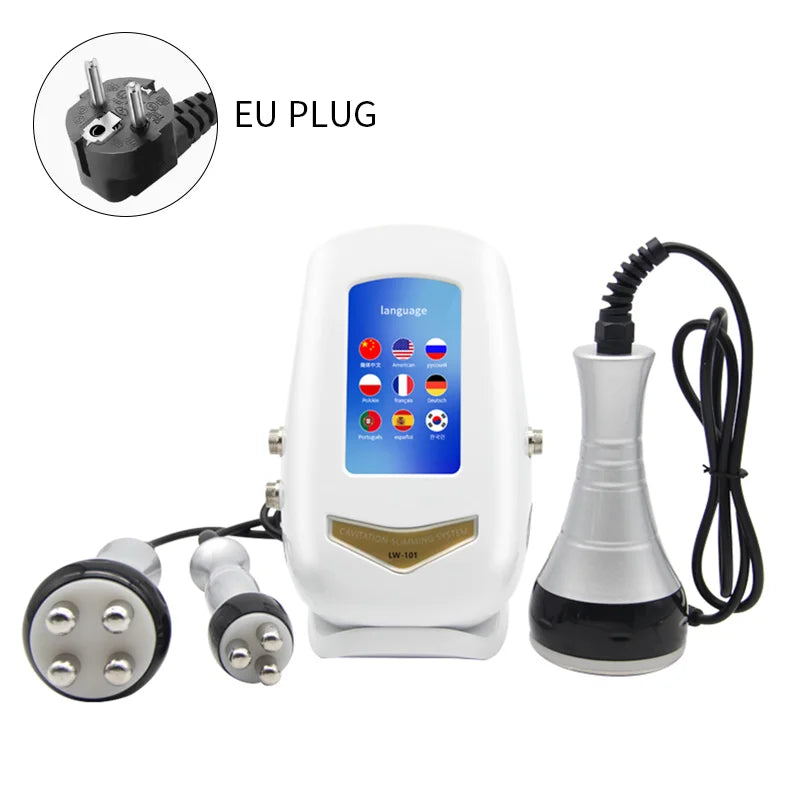 Modelação corporal ultrassónica de três funções com cavitação e RF, com duas pegas de RF | Fioriscas