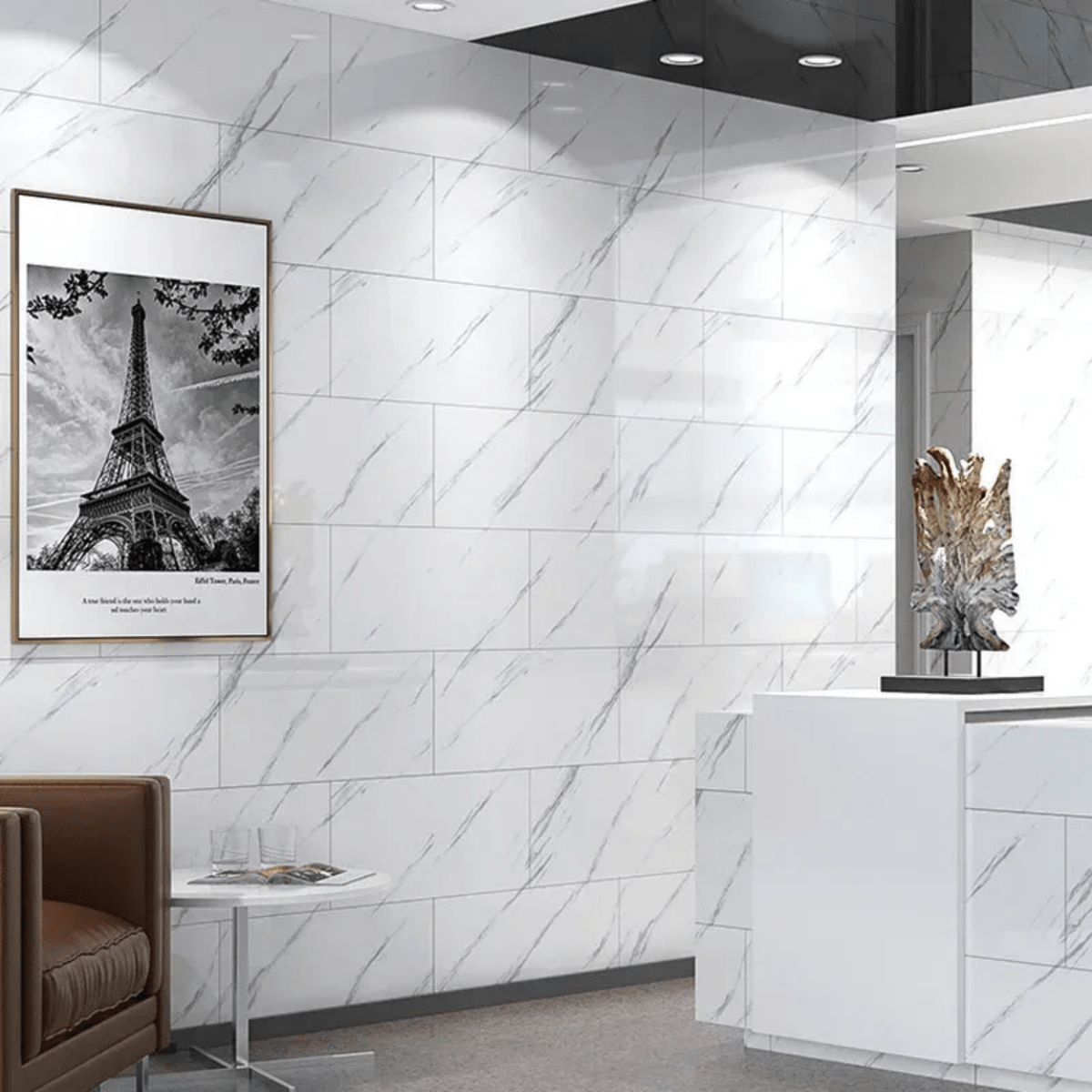 Elegant Self-Adhesive Marble PVC Floor Tiles - Fioriscas