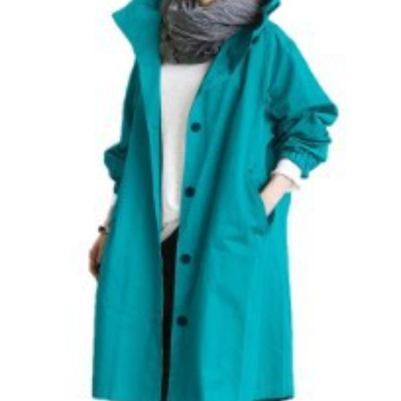 Windproof Women's Trench Coat with Hood