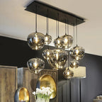 Liora nordisk glaslysekrone med justerbar ledning, 6 eller 8 fatninger