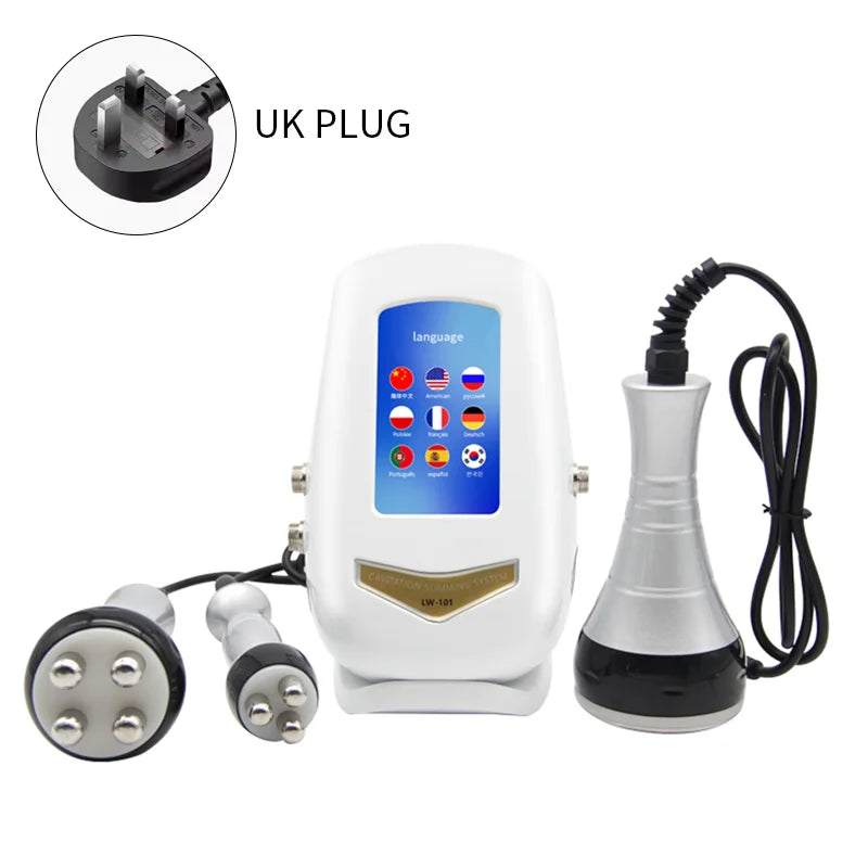 Modelação corporal ultrassónica de três funções com cavitação e RF, com duas pegas de RF | Fioriscas