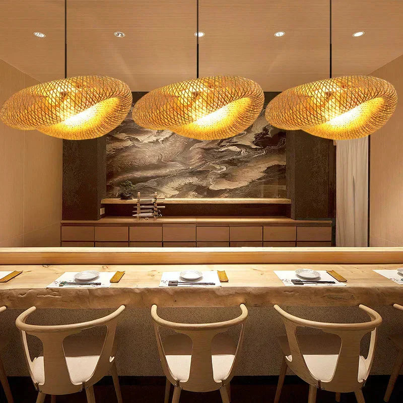 Hanglamp van bamboe, Marisol-kroonluchtercollectie, 5 formaten