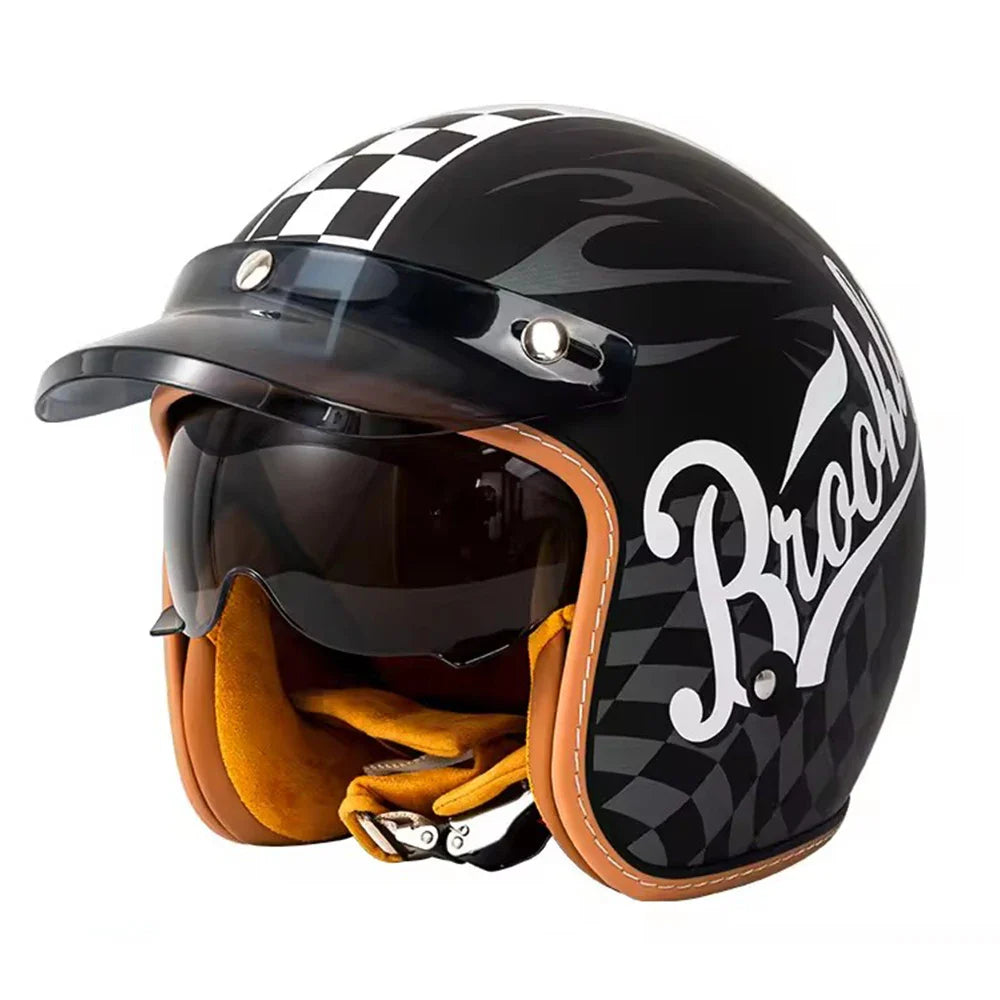 Casco de motocicleta abierto con visor abatible, certificado por DOT