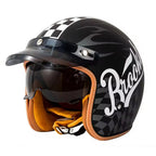 Casco de motocicleta abierto con visor abatible, certificado por DOT