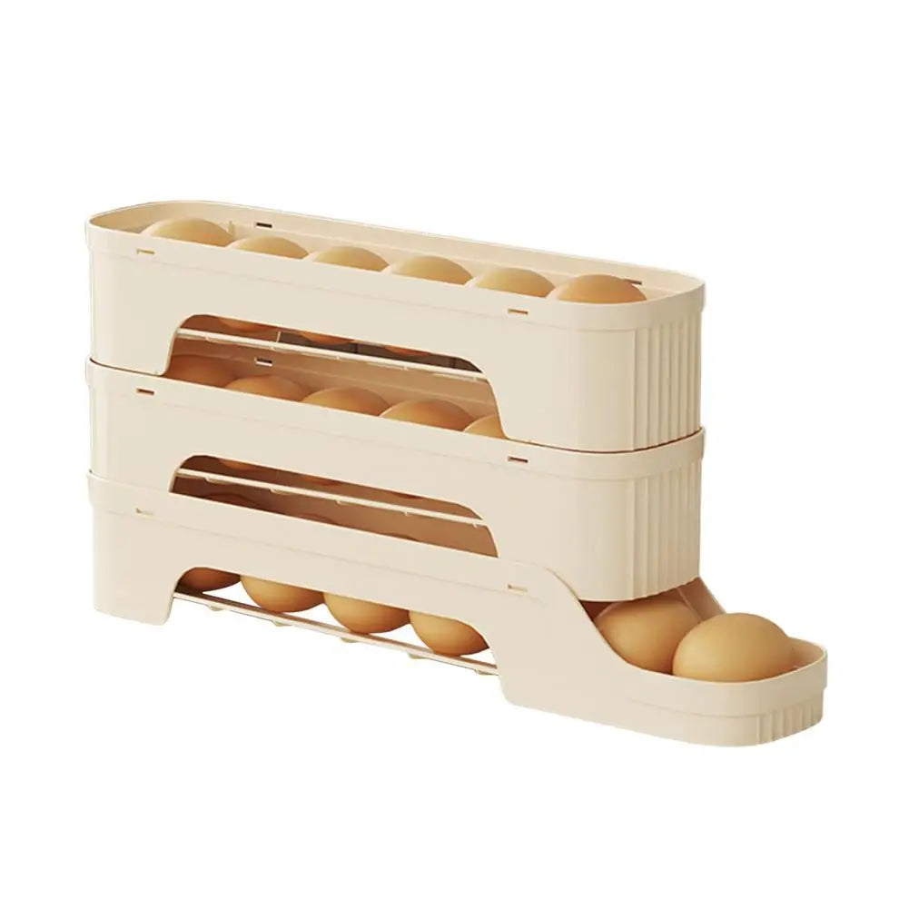 Egg Box RolloMaxx | 4-Tier Egg Organizer | Space-Saving & Self-Rolling | Transparent Design