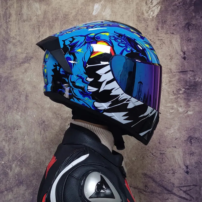 Casco da moto integrale da gara, certificato DOT, sistema a doppia visiera