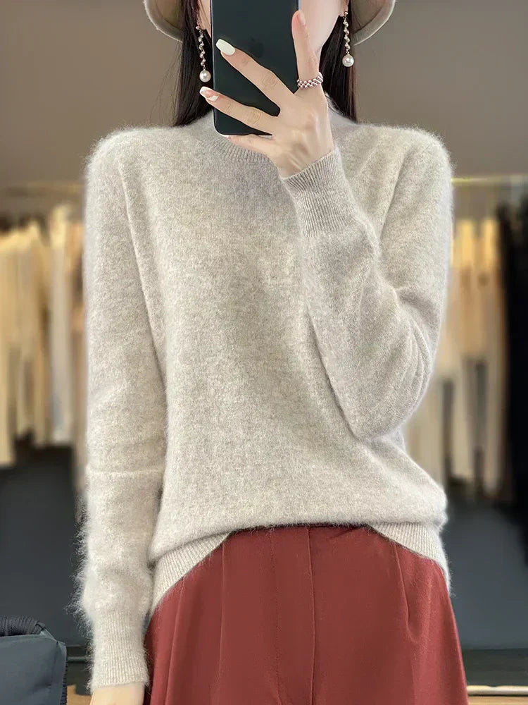 Lyria Women's 100% Cashmere Sweater, O-Neck, 10 Colors