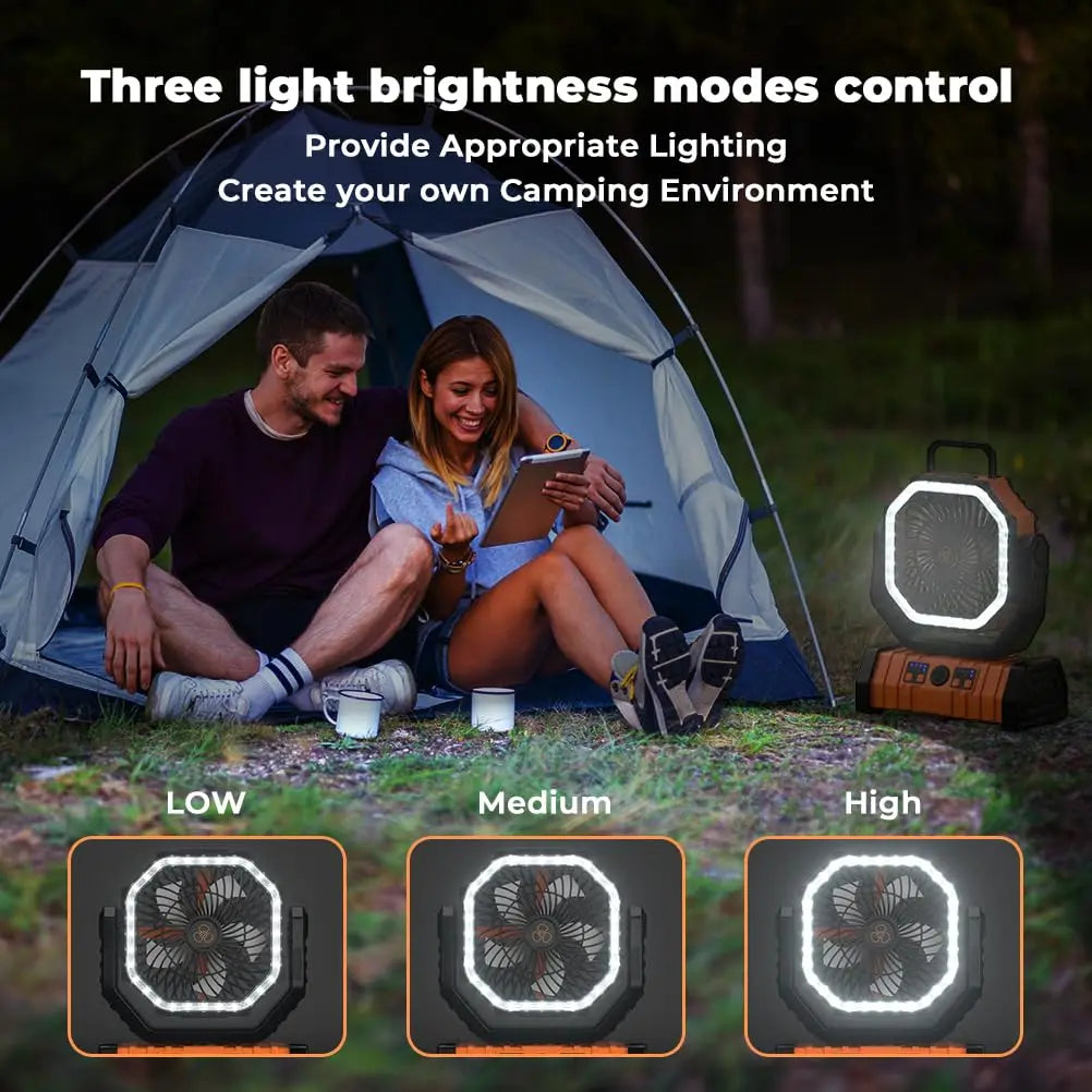 Ventilador portátil recargable para camping con batería externa LED de 20000mAh | Fioriscas