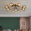 Suspension de plafond à globe en verre, luminaire multiprise en chrome poli