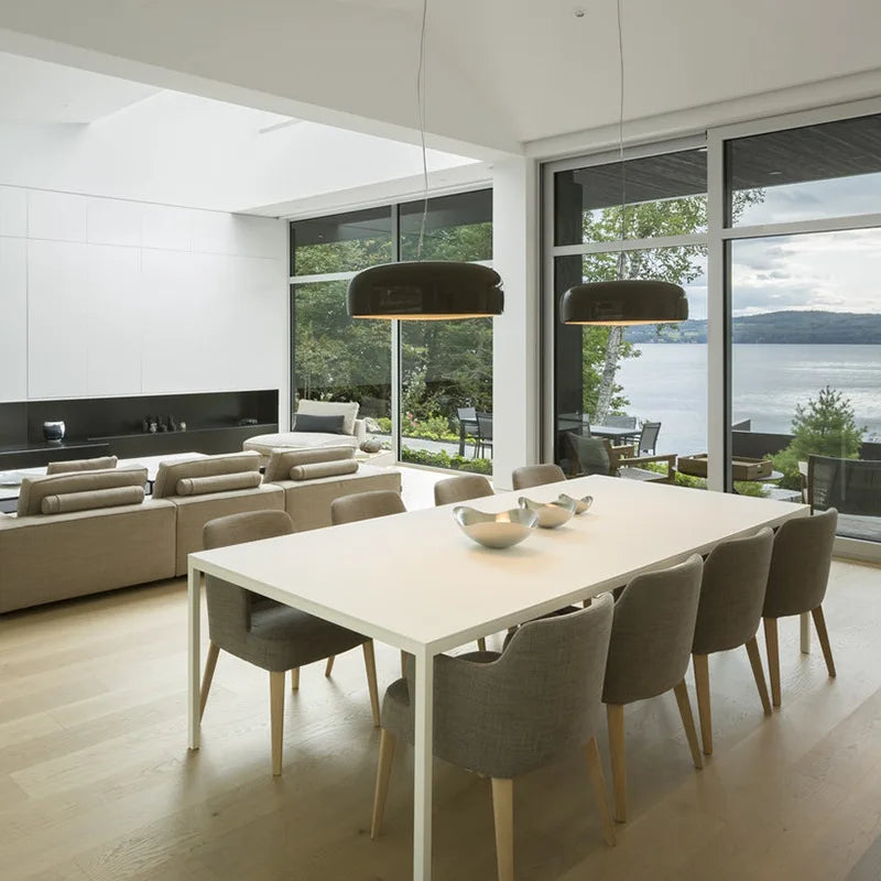 FjordLume-Pendelleuchte, rundes nordisches Design, 3 Größen in Schwarz oder Weiß