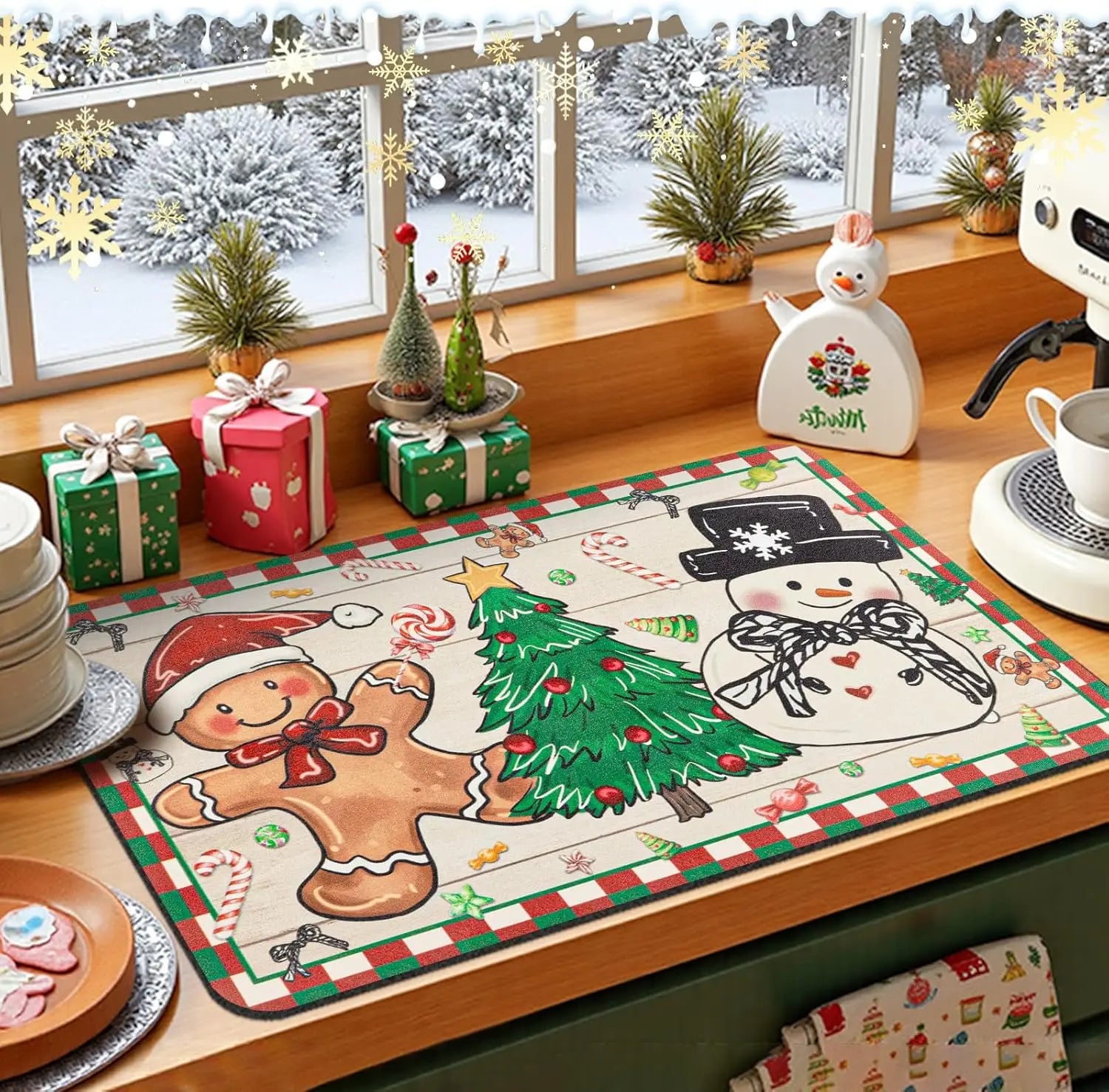 Kerstkeukenmat voor drogen & decoratieve doeleinden - Fioriscas