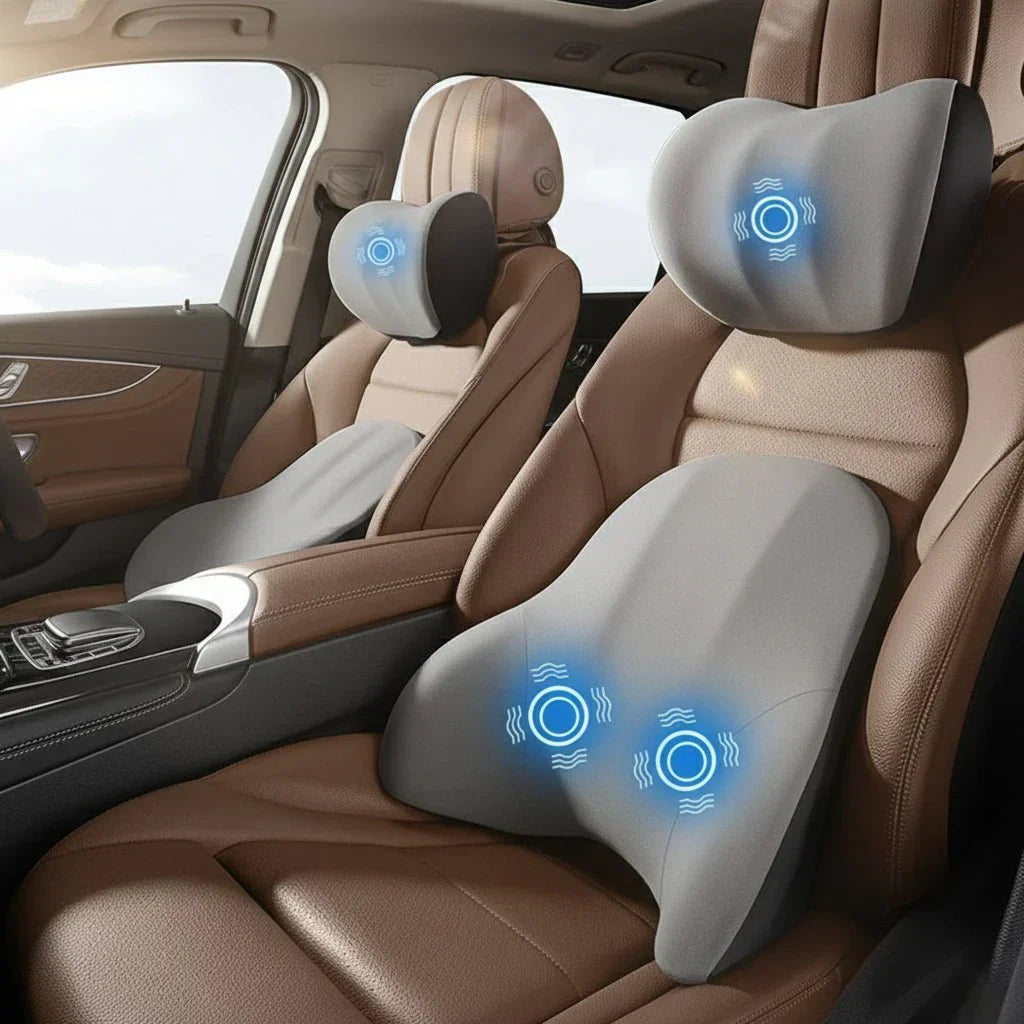 Elektrisch nek- en lendensteunkussen voor auto & kantoor - Fioriscas