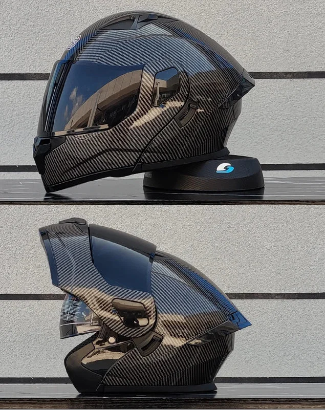 Modular Full-Face Motorcycle Helmet, Two-Lens Visor With Mesh Chin Guard, DOT Certified