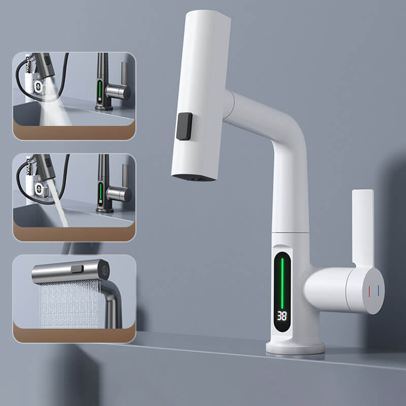 Pull-Out Kitchen Faucet, Aqualine FluxPull 60cm Hose & 360° Swivel