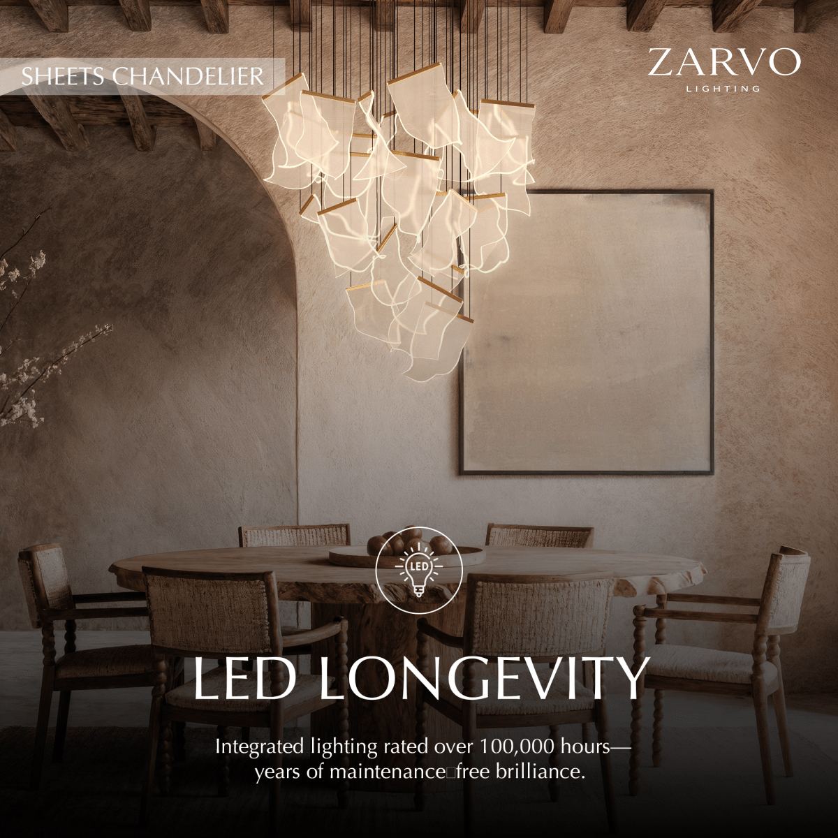 Żyrandol LumenWeave z warstwowego akrylu z rozproszonym światłem