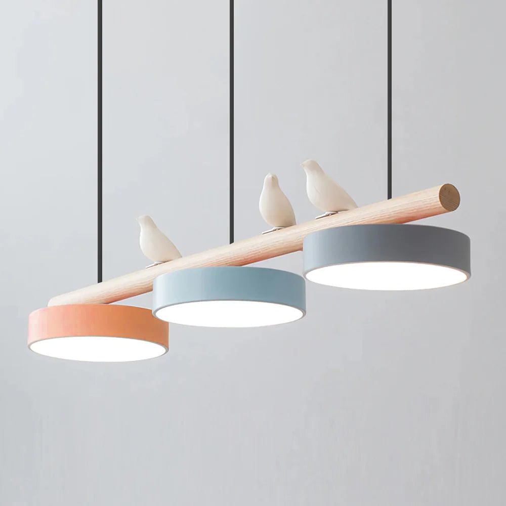 Lampada a sospensione con motivo di uccelli, apparecchio LED LyraNest ispirato alla natura