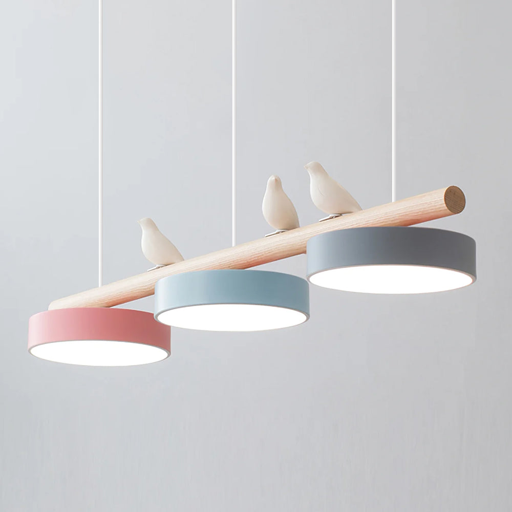 Lampada a sospensione con motivo di uccelli, apparecchio LED LyraNest ispirato alla natura