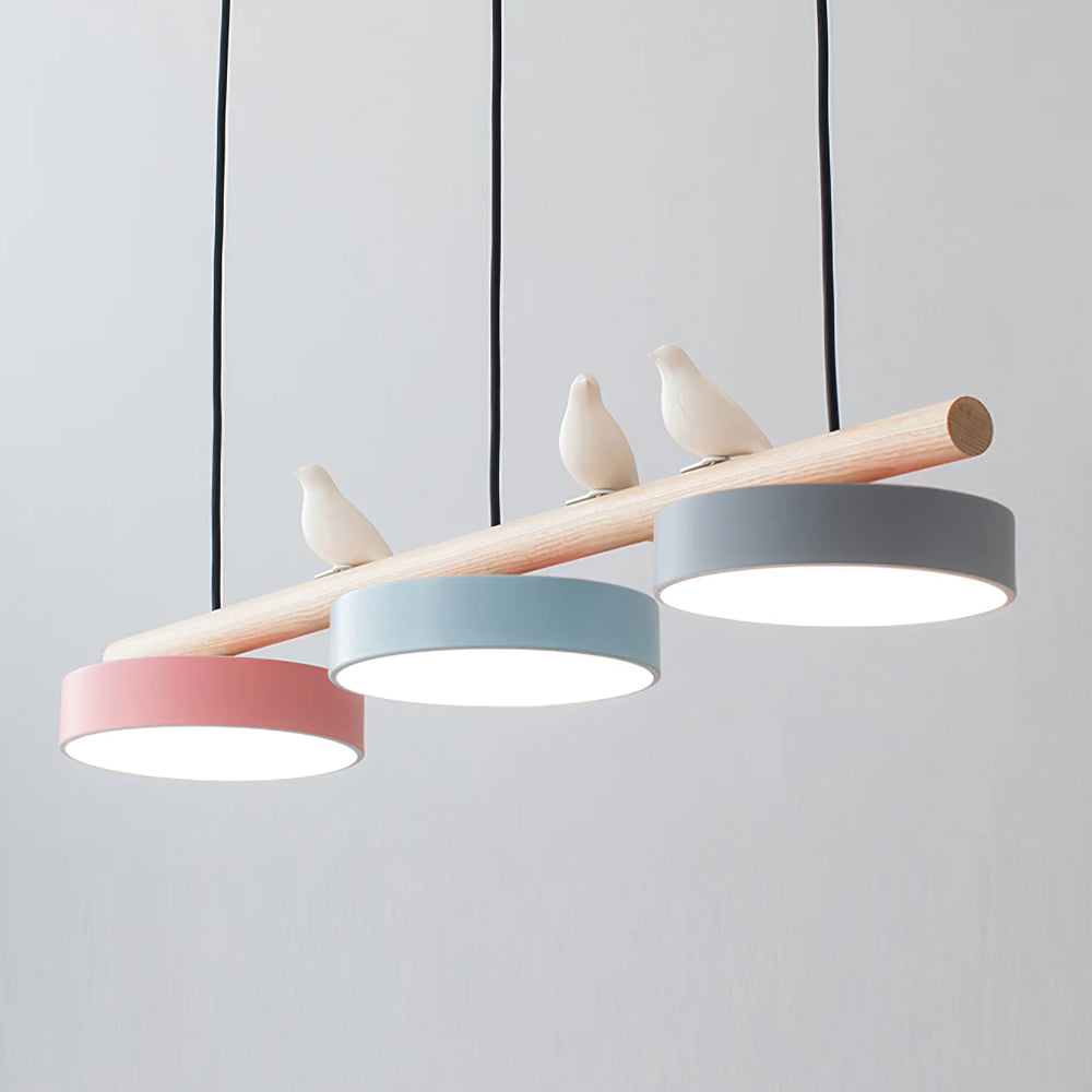 Lampada a sospensione con motivo di uccelli, apparecchio LED LyraNest ispirato alla natura
