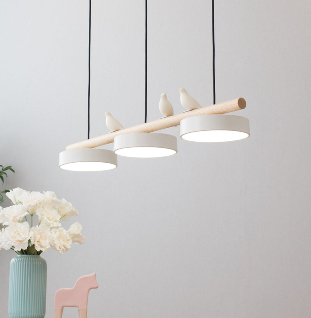 Lampada a sospensione con motivo di uccelli, apparecchio LED LyraNest ispirato alla natura