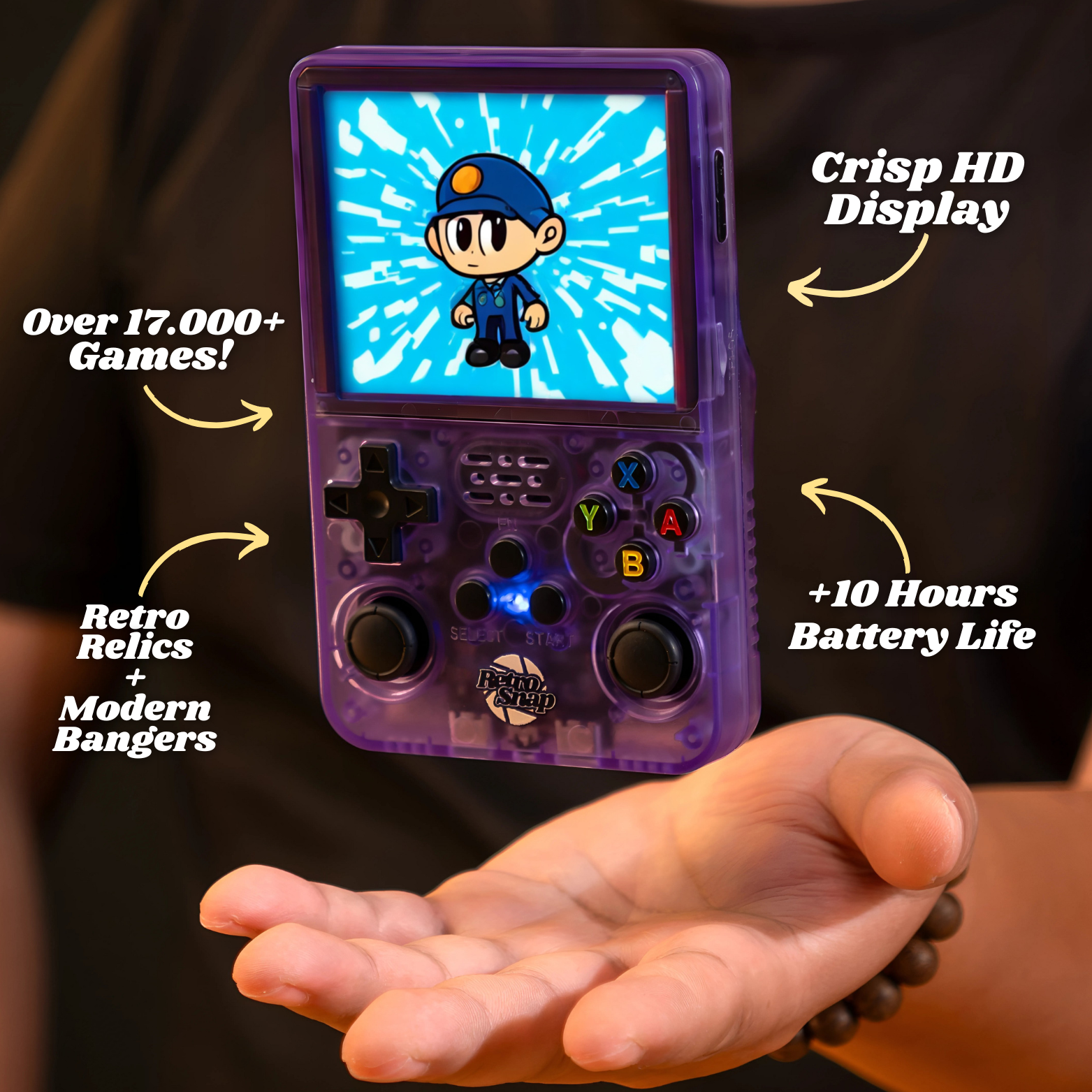 Kapesní herní konzole KairoPlay v retro stylu, vestavěná knihovna her, HDMI