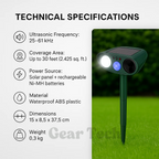 GardenGuard odpuzovač králíků na solární napájení s kolíky s blikajícím světlem