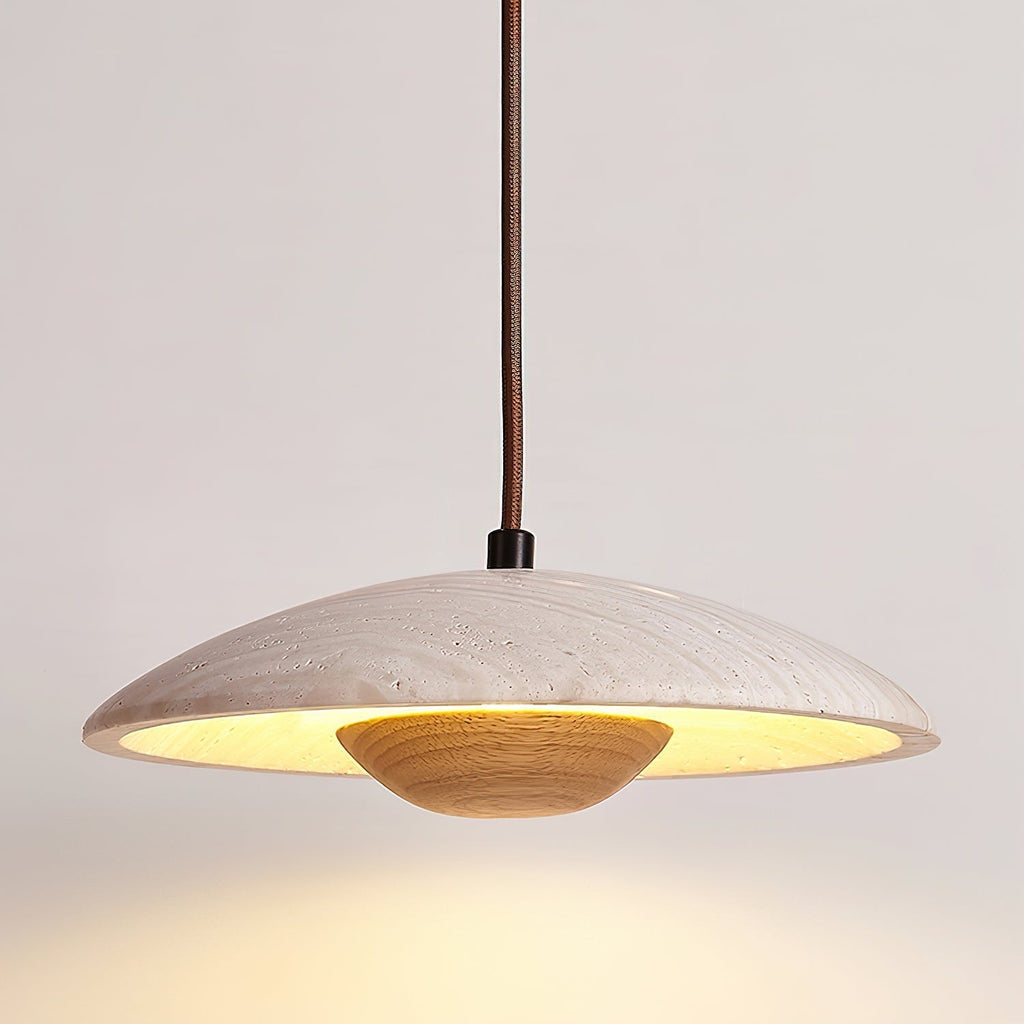 Lampada a sospensione in travertino a tesa larga Zodore | Fioriscas
