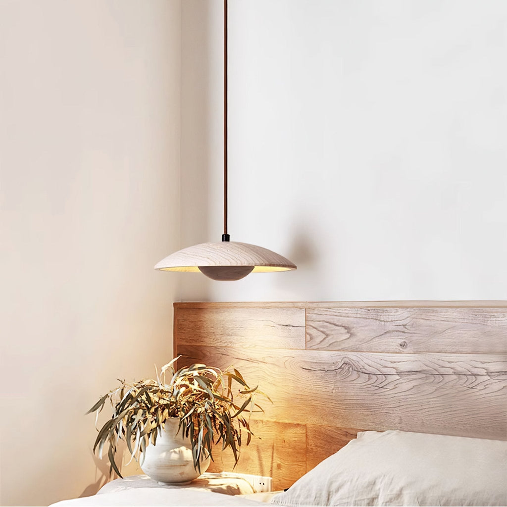 Lampada a sospensione in travertino a tesa larga Zodore | Fioriscas