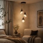 Nowoczesna lampa wisząca z żłobionego szkła w kształcie kropli z rzeźbiarskim trójpakiem