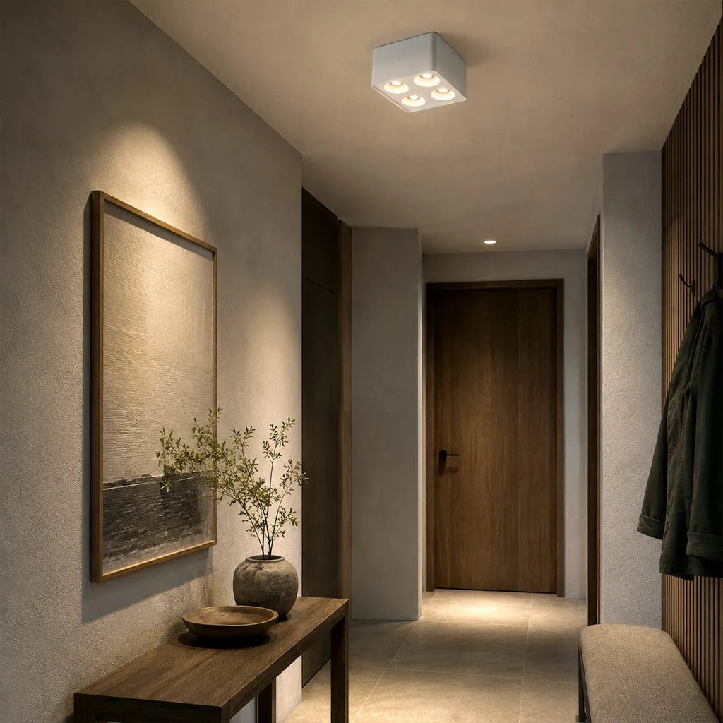 QuadLux Square Gimbal Downlight With Four Adjustable Heads