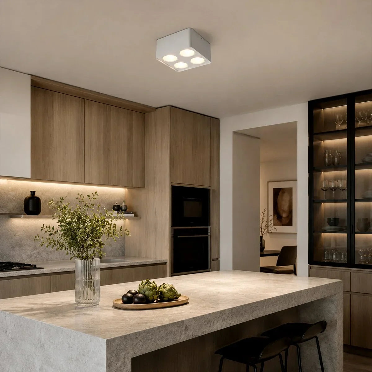 QuadLux Square Gimbal Downlight With Four Adjustable Heads