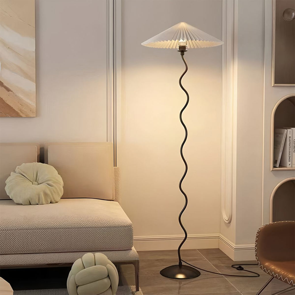 Serpentine lenvászon lámpaernyő állólámpa art deco stílusban, vintage ihletésű  