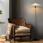 Serpentine lenvászon lámpaernyő állólámpa art deco stílusban, vintage ihletésű  