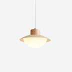Pendant Lamp Metal and Wood PE Shade Dome Shape Minimalist - Neutralighting