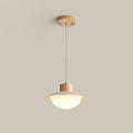 Pendant Lamp Metal and Wood PE Shade Dome Shape Minimalist - Neutralighting