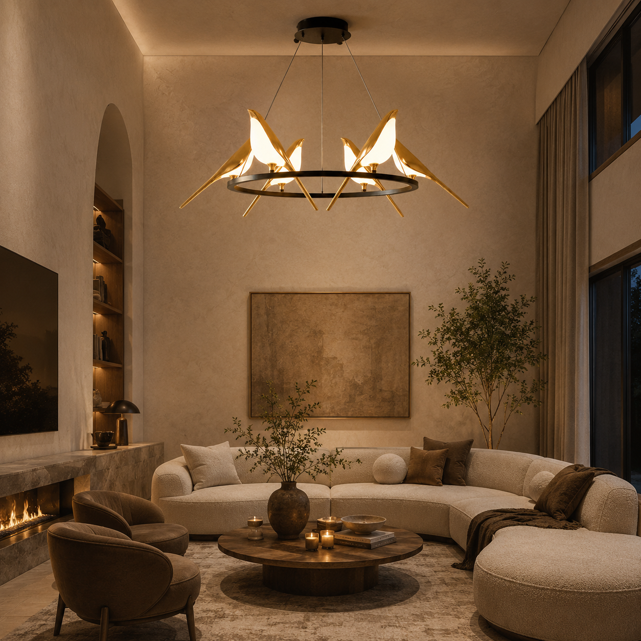 Lampadario Whispering Wings Bird Light per un’illuminazione elegante della casa