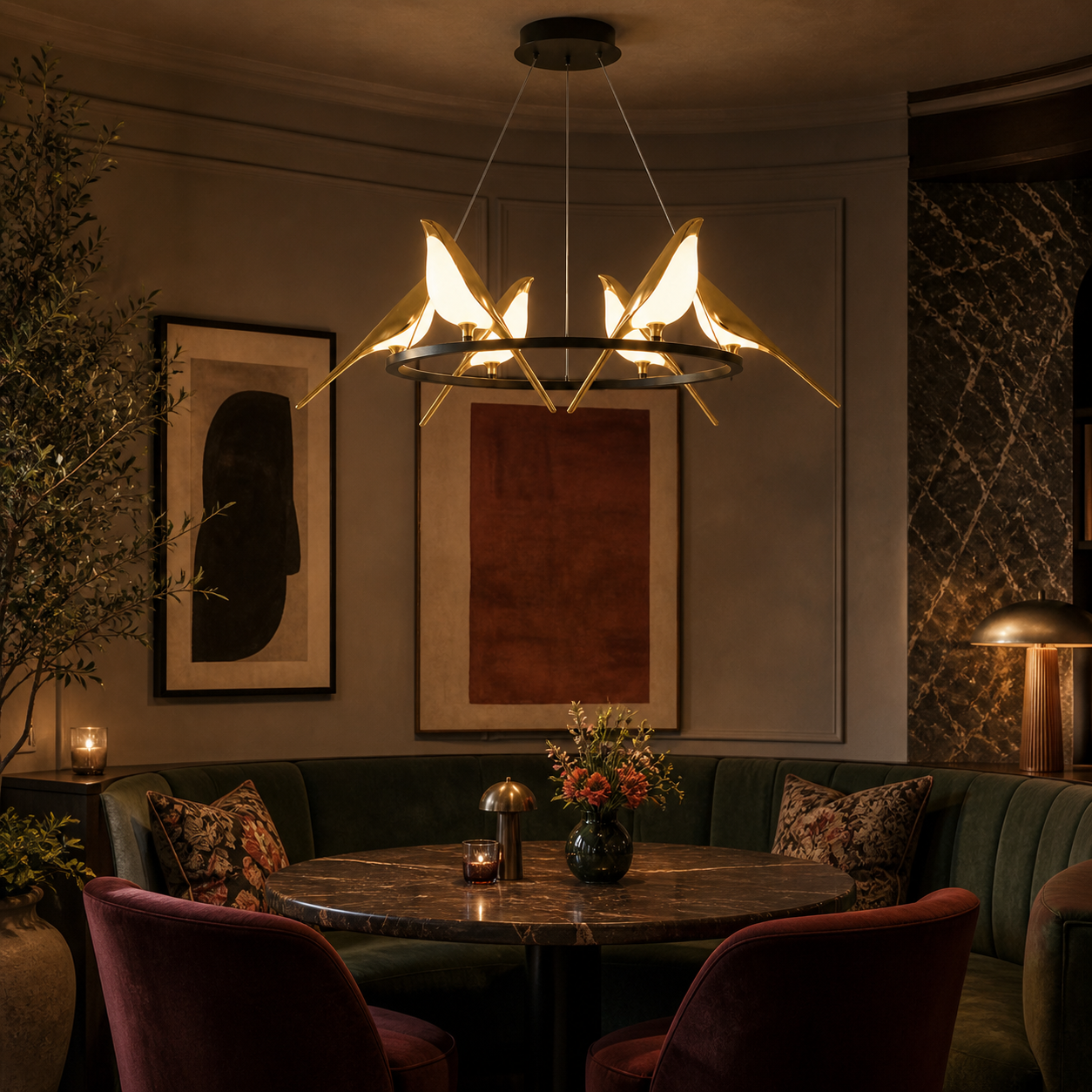 Lampadario Whispering Wings Bird Light per un’illuminazione elegante della casa