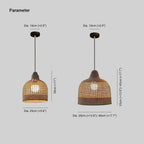Lampada a sospensione retrò giapponese Muto, cestino in bambù, guesthouse/camera da letto | Fioriscas