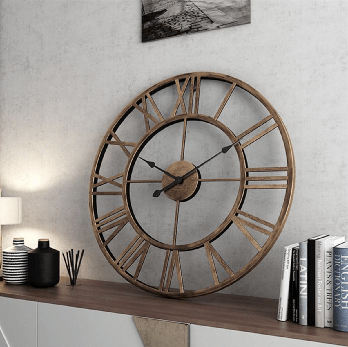 Skeleton Wall Clock Made of Wrought Iron with Silent Movement