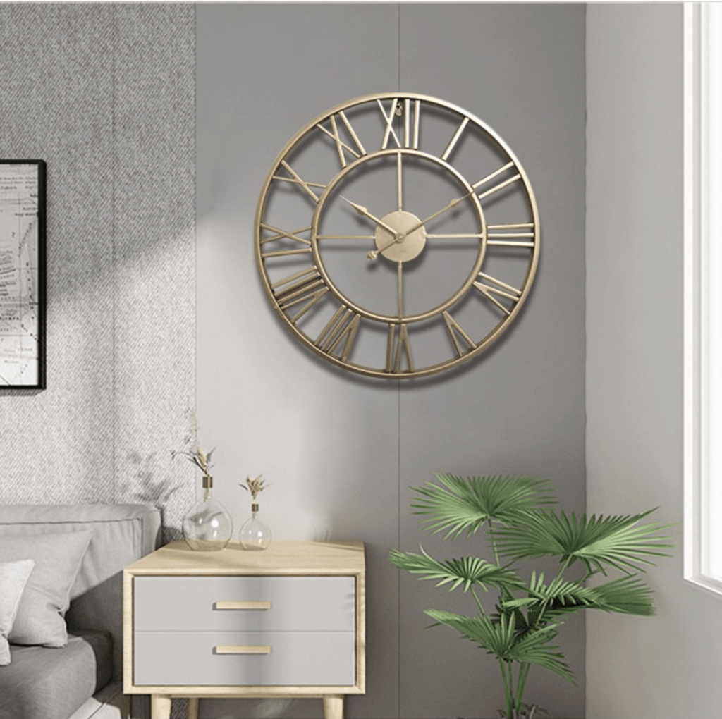 Skeleton Wall Clock Made of Wrought Iron with Silent Movement