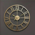 Skeleton Wall Clock Made of Wrought Iron with Silent Movement