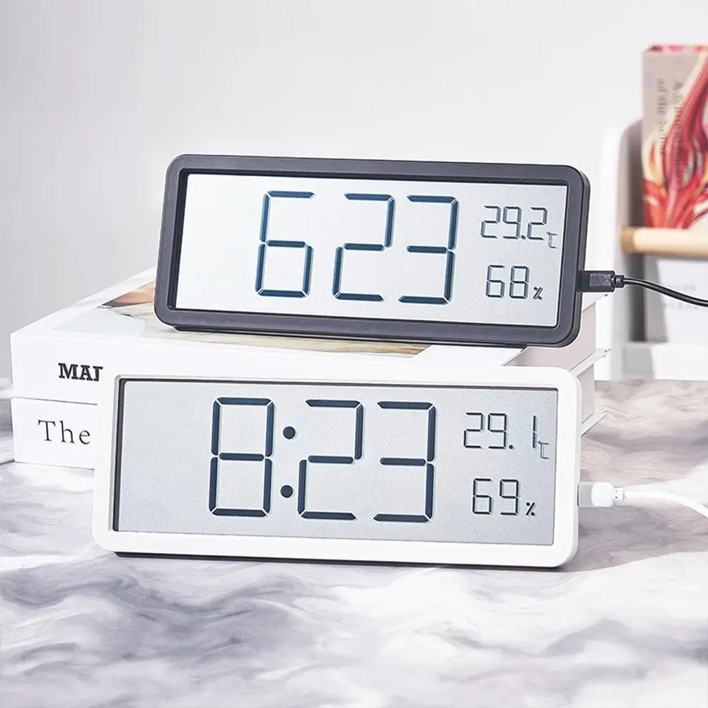 Large digital wall clock with LED display and climate sensor - Fioriscas