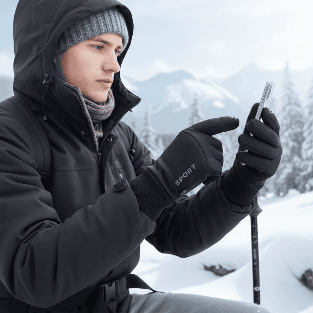 Thermal touchscreen gloves with water protection and secure grip - Fioriscas