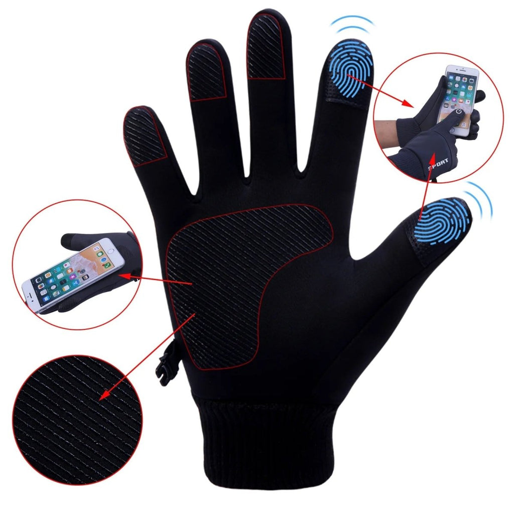 Thermal touchscreen gloves with water protection and secure grip - Fioriscas