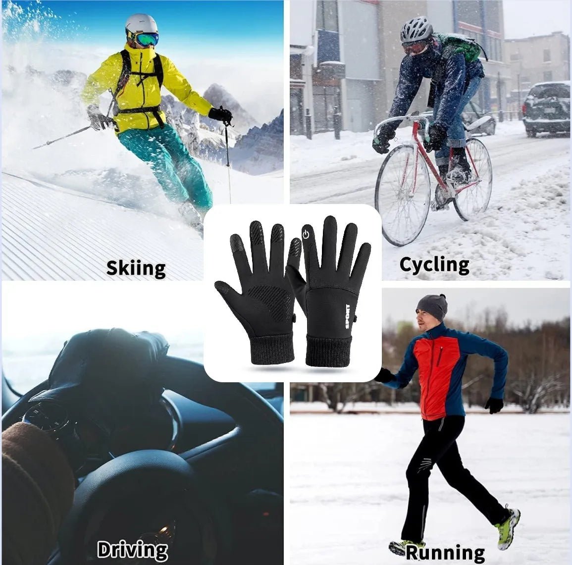 Thermal touchscreen gloves with water protection and secure grip - Fioriscas