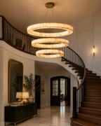 LuminaCalcite Halo Alabaster Chandelier With Steel Cable Framework