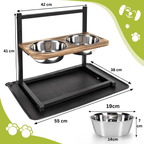 Ergonomická krmná stanice pro psy s nerezovými miskami - Fioriscas
