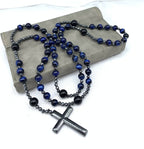Pánský růženec na krk Orion s křížem, tygří oko nebo lapis lazuli
