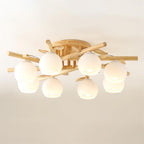 Ceiling Light Wood Body Glass Globes Organic Warm Minimalist - Neutralighting