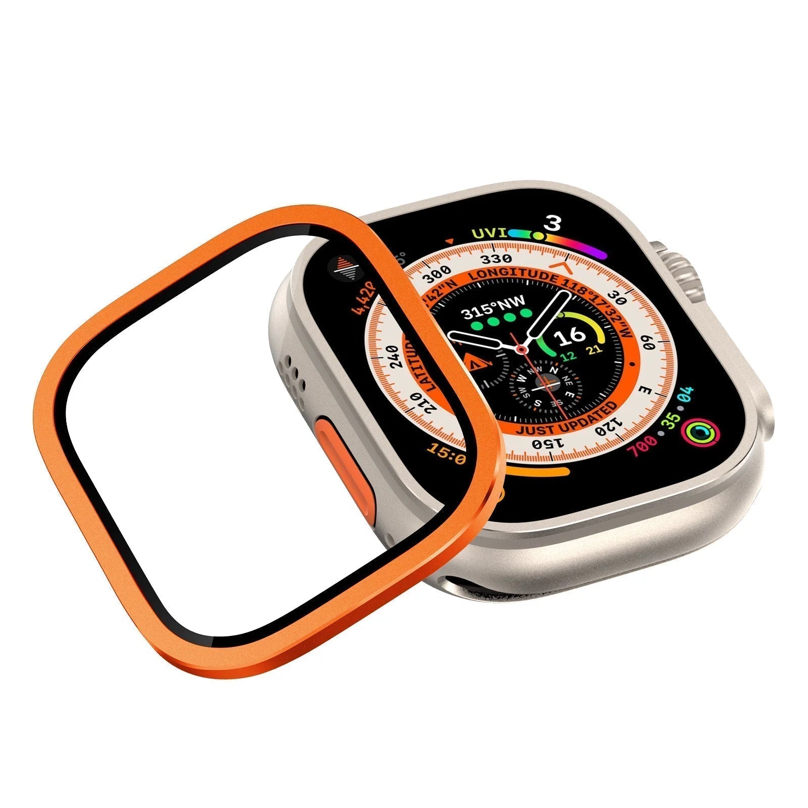 Titanium Bumper Case With Tempered Glass Screen Protector For Apple Watch Ultra 2
