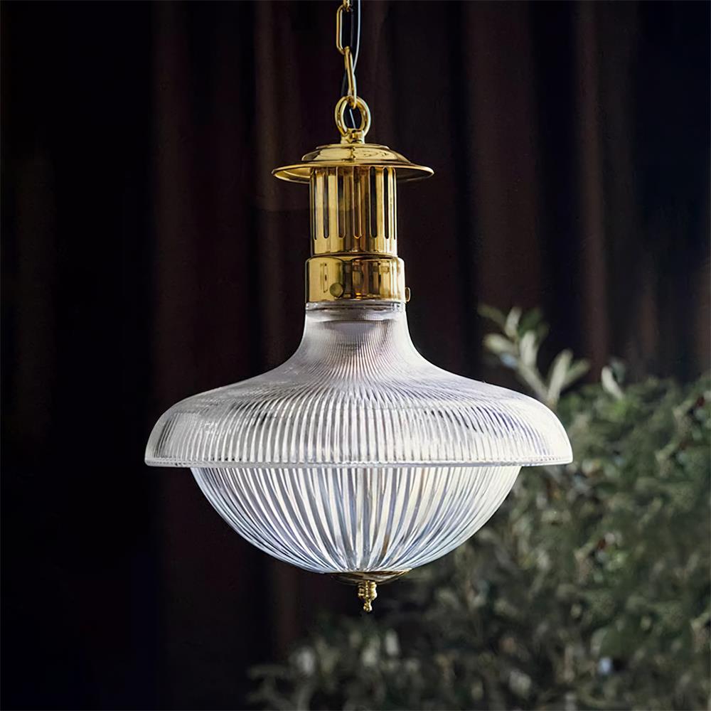 Lampada a sospensione Orvel in vetro trasparente rigato | Fioriscas